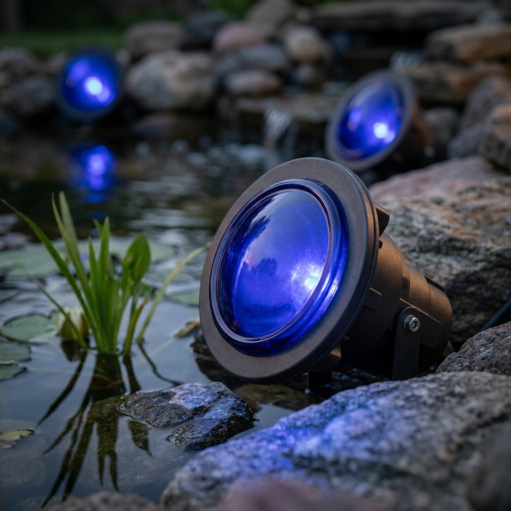 Set of 3 Blue Halogen Pond Light Lenses – Replacement Covers