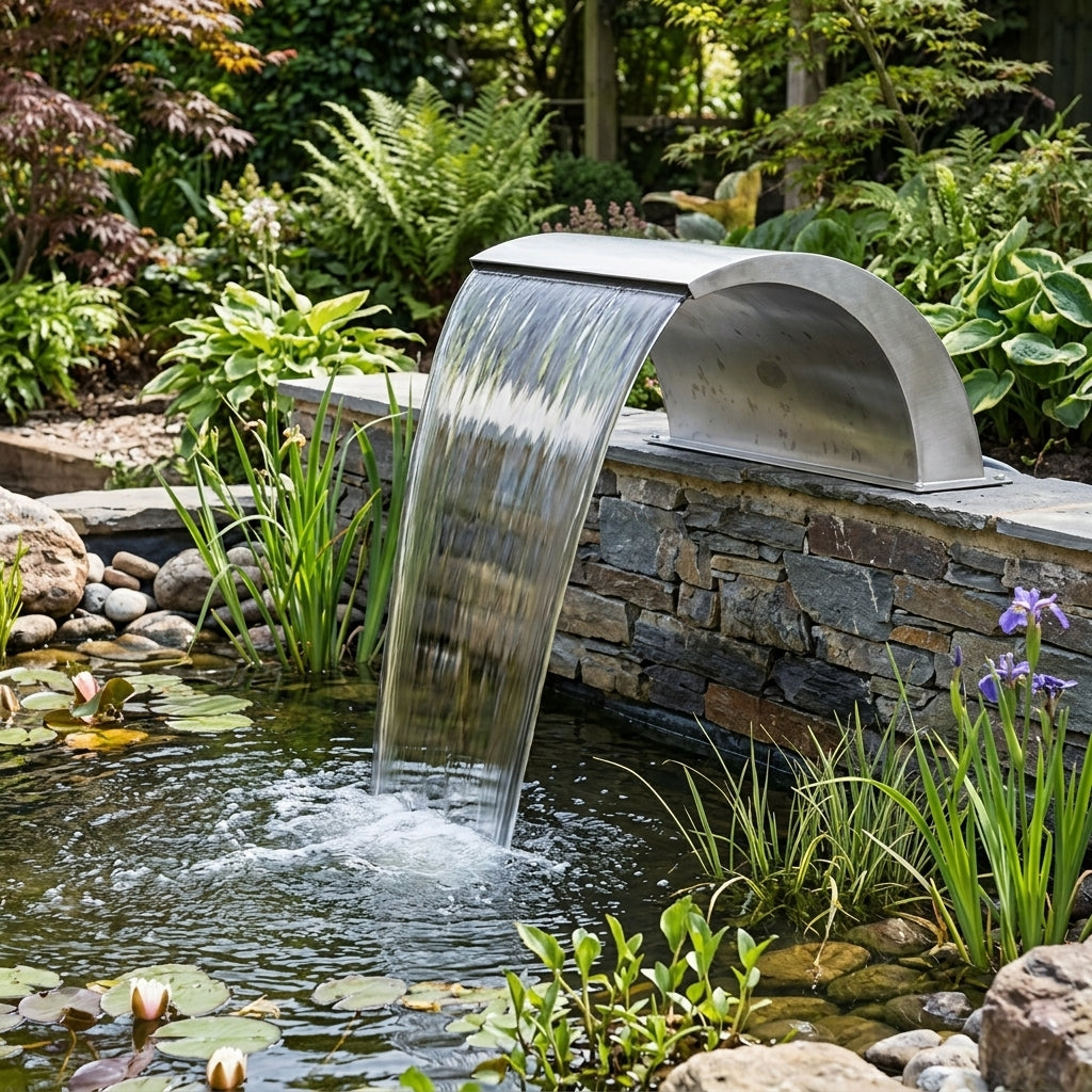 400mm Curved Waterfall Back Fitting for Ponds and Gardens