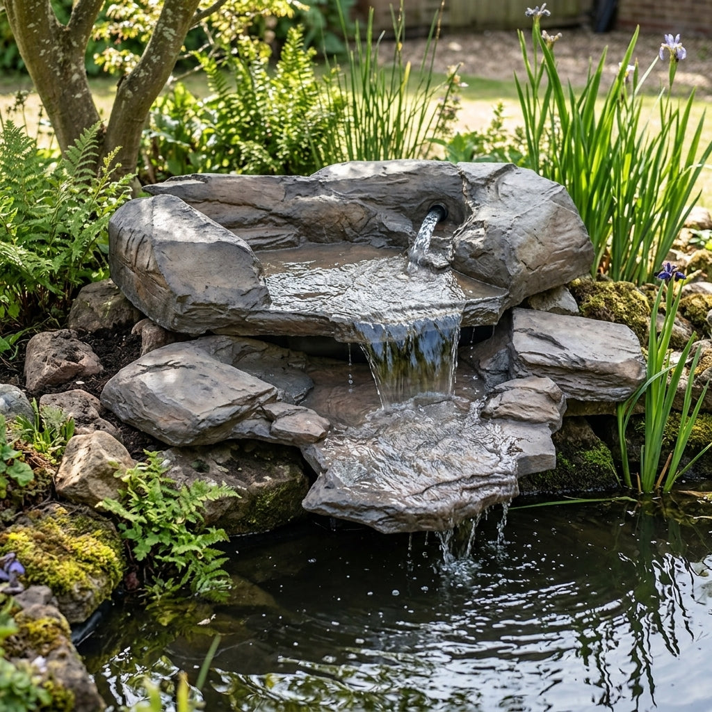 98cm x 70cm Mega Waterfall Slate Header and Bottom Set Rustic Finish