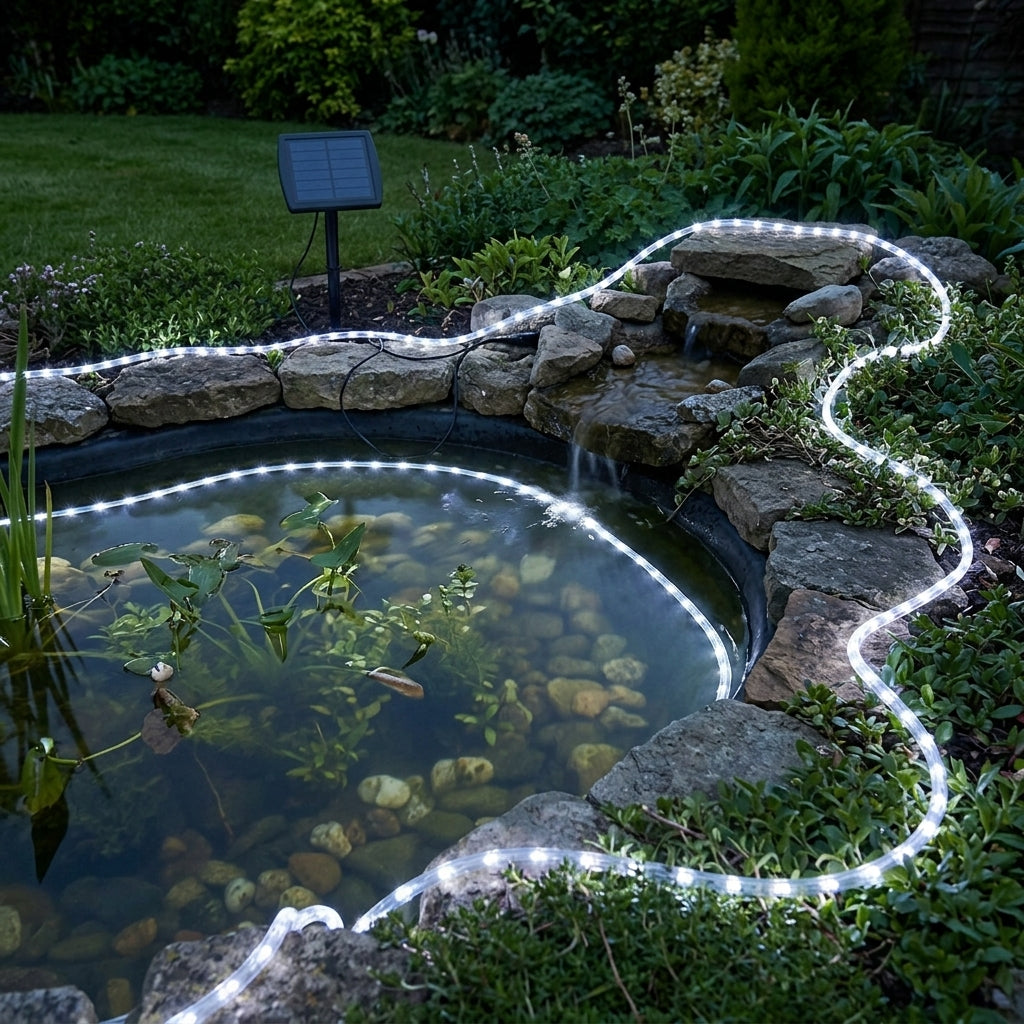 5m Solar LED Rope Light Set, IP65, 50 LEDs, Twin Pack