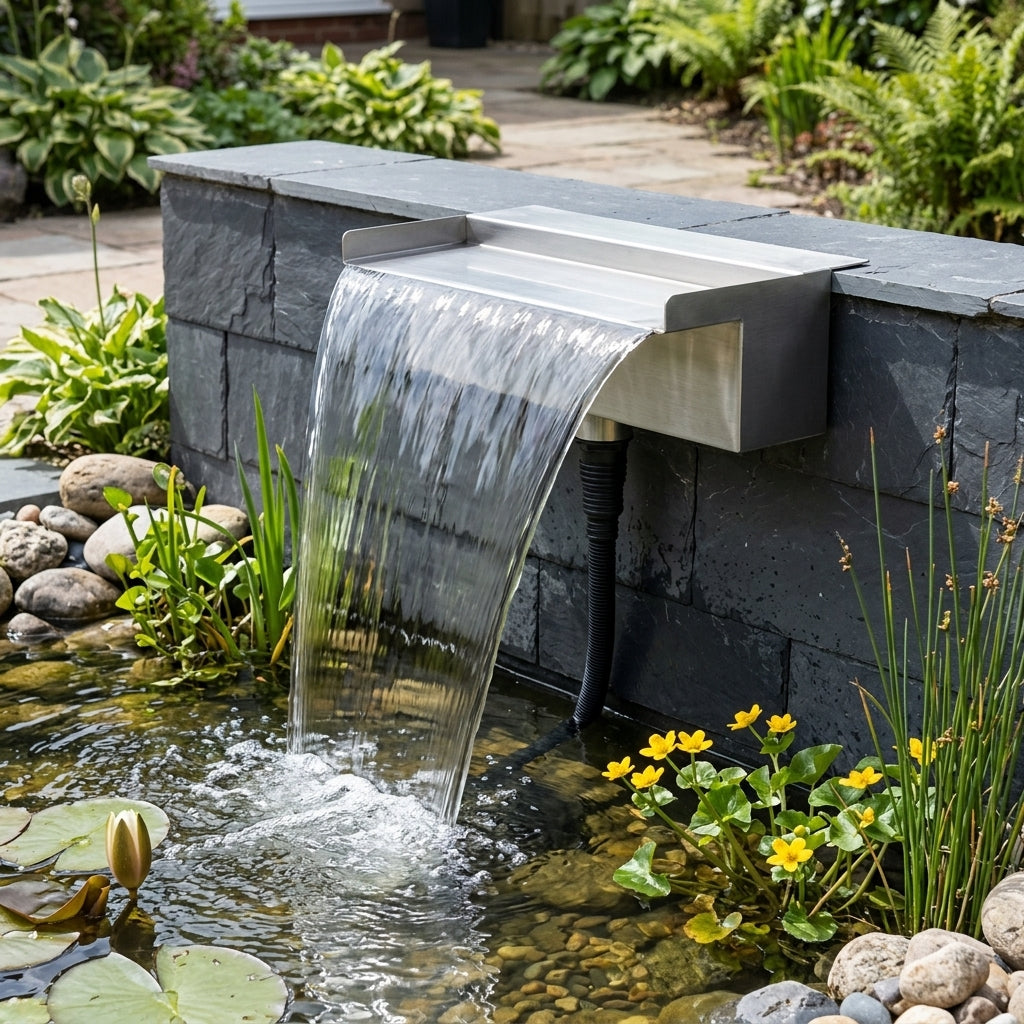 900mm Waterfall Cascade Stainless Steel Underneath Inlet 25/38mm Hose