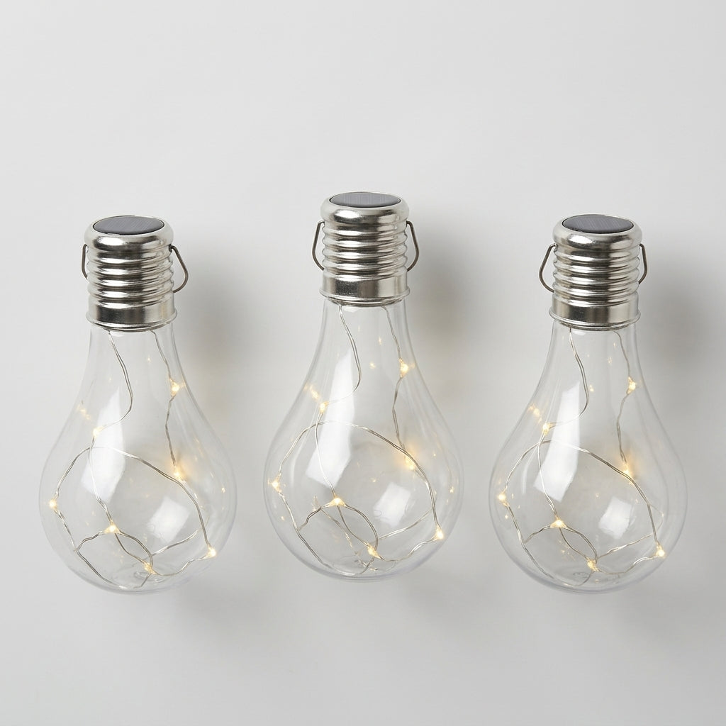 14cm Solar Light Bulbs – Warm White LED, Set of 3