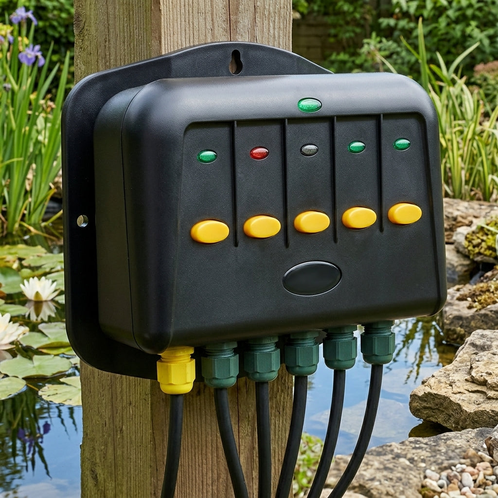 21cm 5-way weatherproof switch box with individual fuses