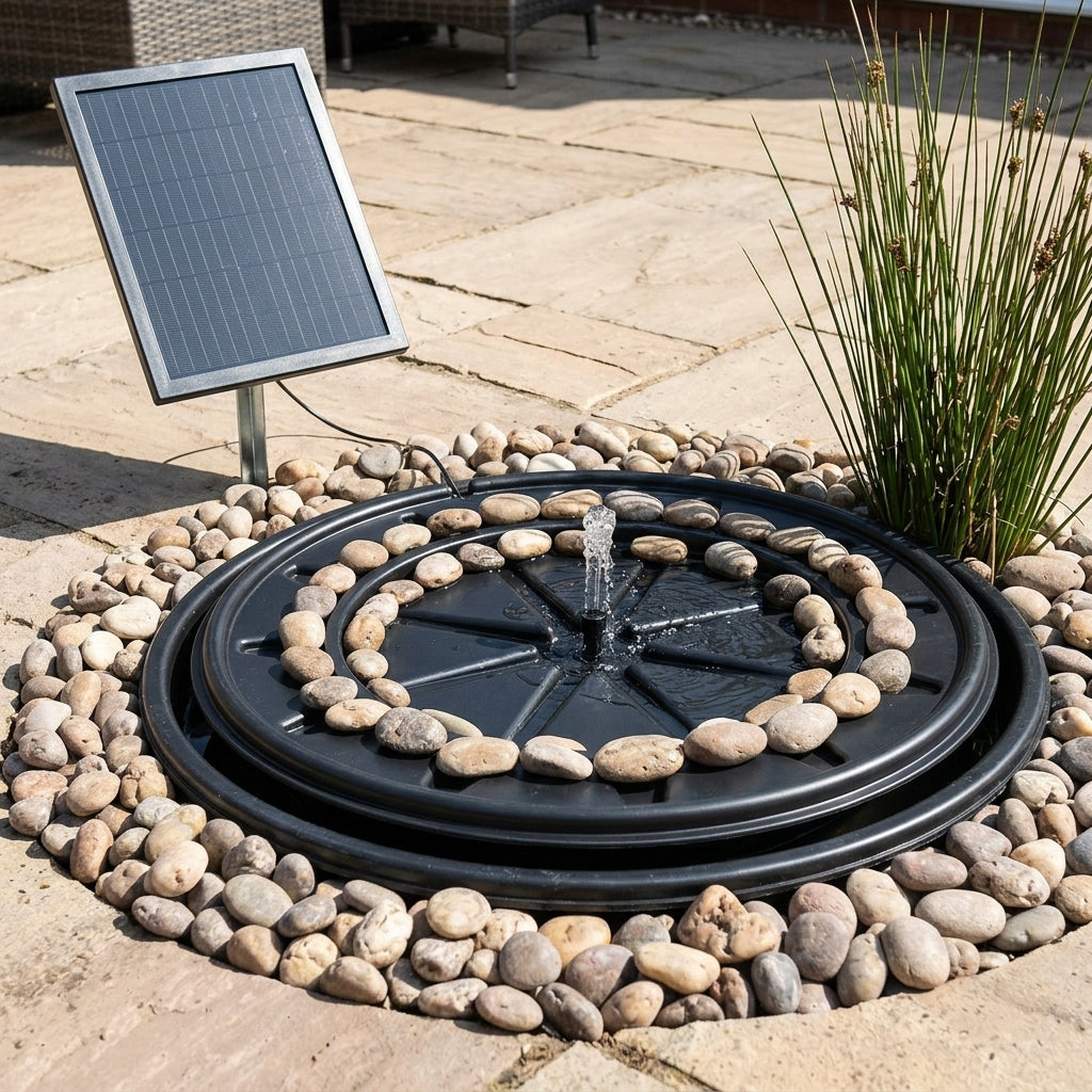 63cm Round Pebble Pond Kit with Solar Pump and Reservoir