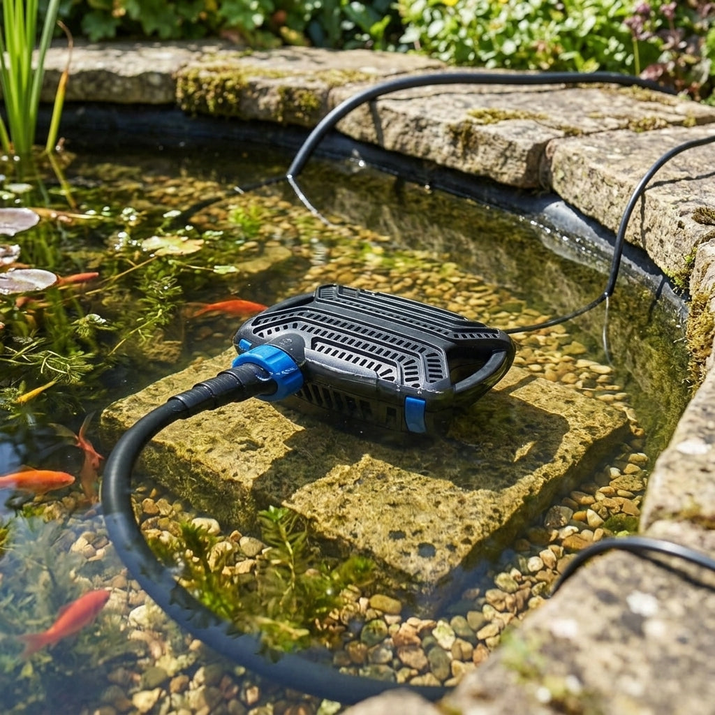 Filter Pump with Auto-Off Feature and Eco Motor for Ponds