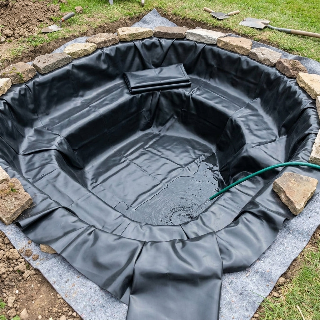 7m x 5m Pond Liner with 40-Year Underlay, LDPE, 0.3mm Thick