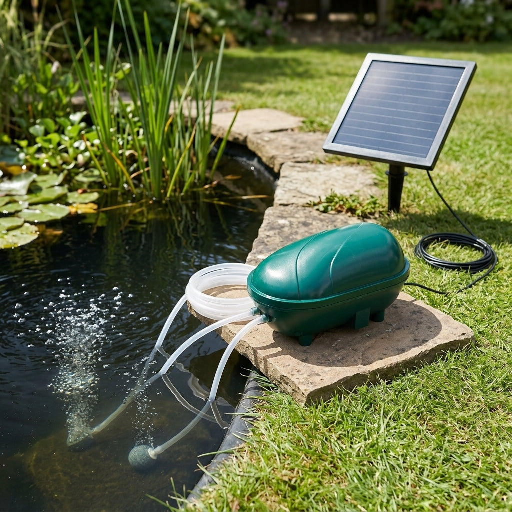 200lph Solar Air Pump with Twin Outlets for Small Ponds