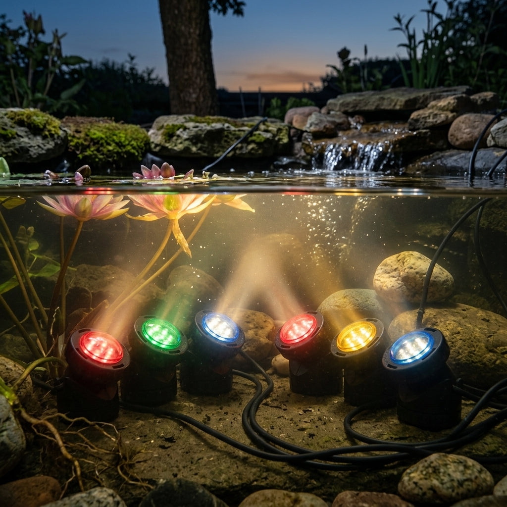 Twin Pack 3-LED Pond Lights with Adjustable Angle and Dusk Sensor