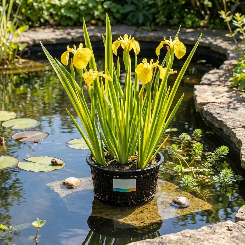 Pseudacorus Variegata Iris - 3L aquatic plant, 50-100cm