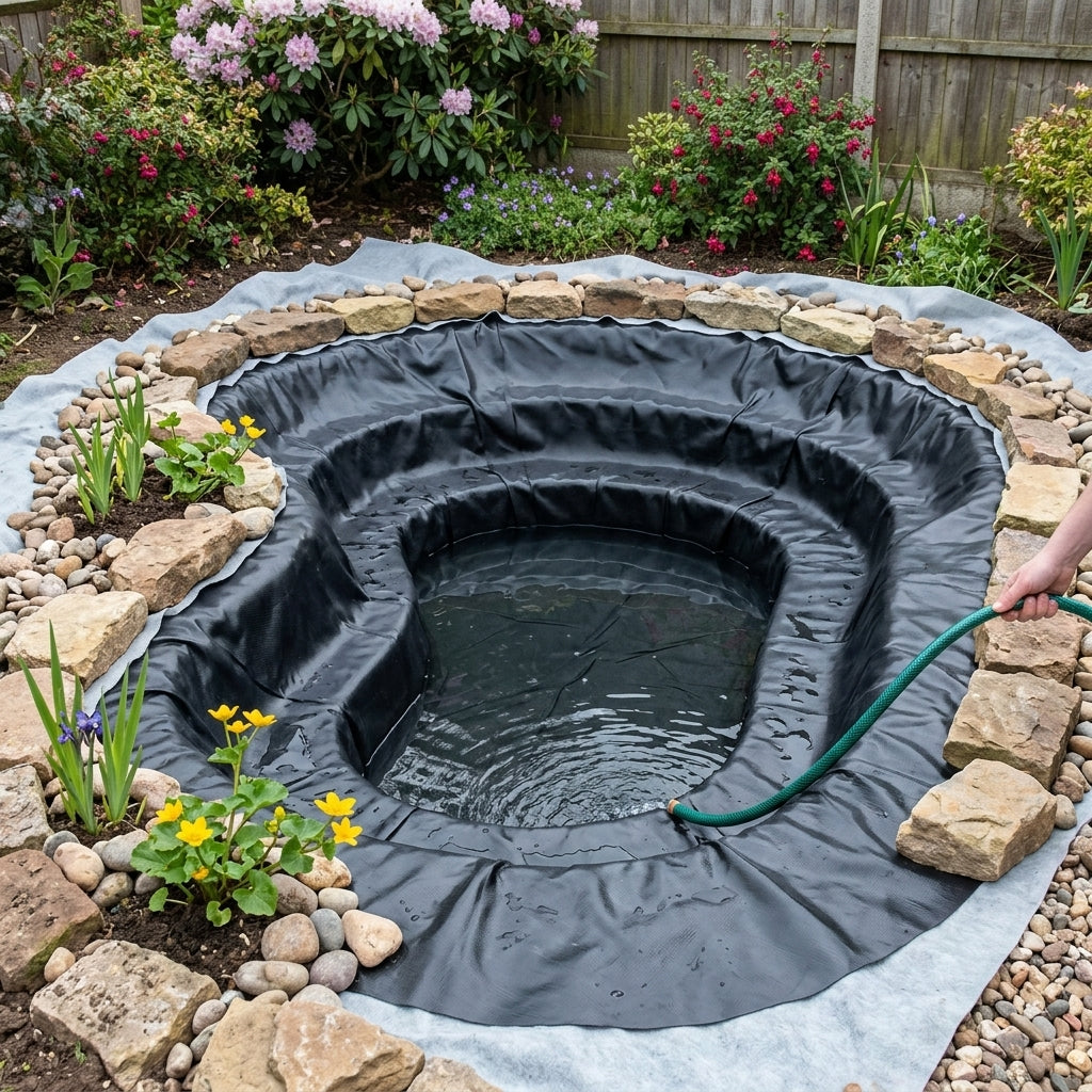 2m x 2m Pond Liner with 40 Year Guarantee and Underlay, LDPE, 0.3mm
