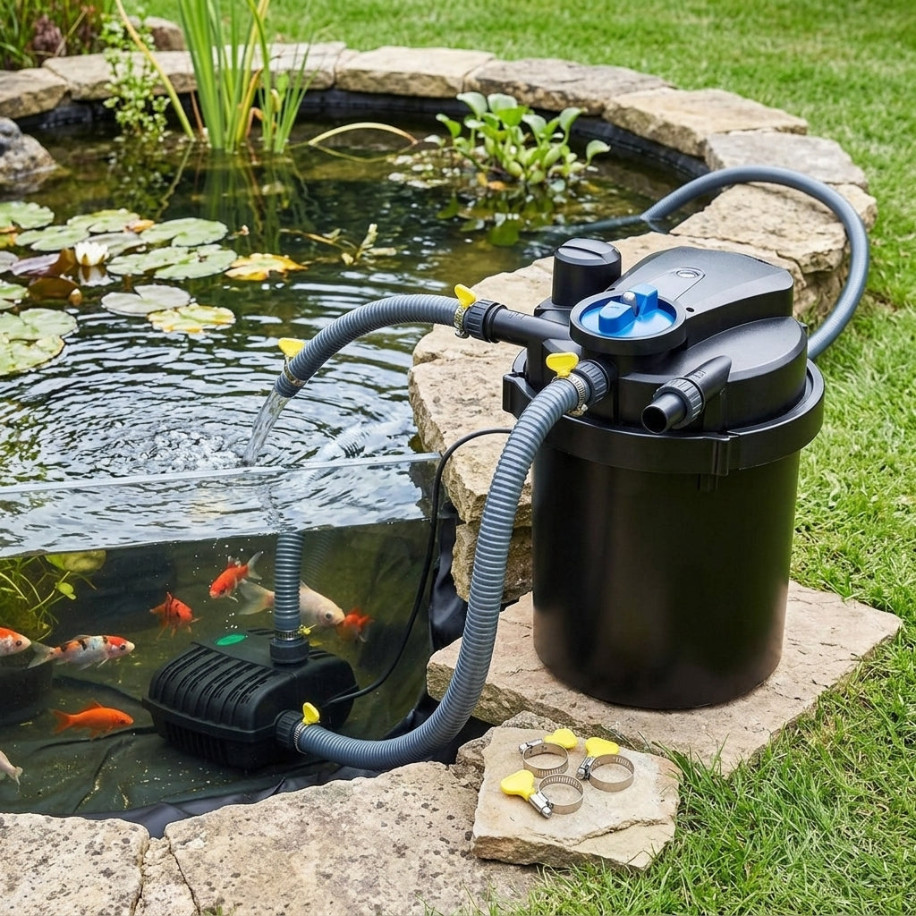 Pump & Filter Set with Automatic Cleaning for Small Ponds