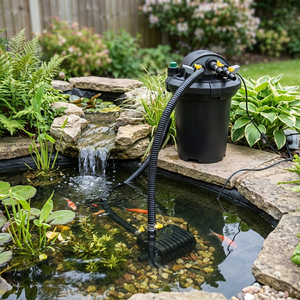 2000 LPH Pond Pump and Filter Set with 7W UVC for 2040L Ponds
