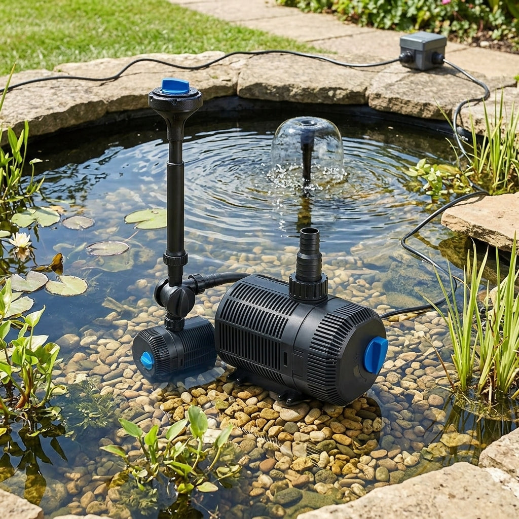 Universal Pond Pump with Fountain Attachments, 220-240V, 55W, 10m Cable
