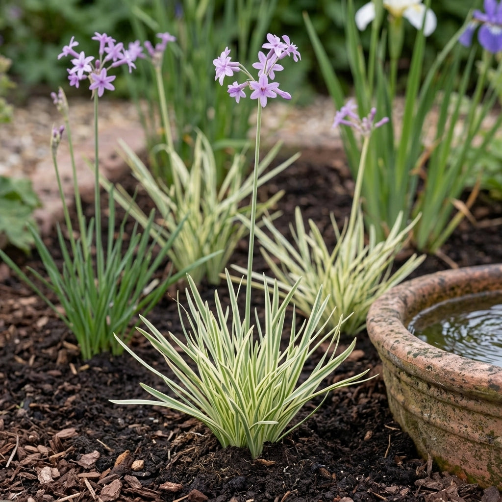 9cm Variegated Society Garlic Plant – Tulbaghia Violacea