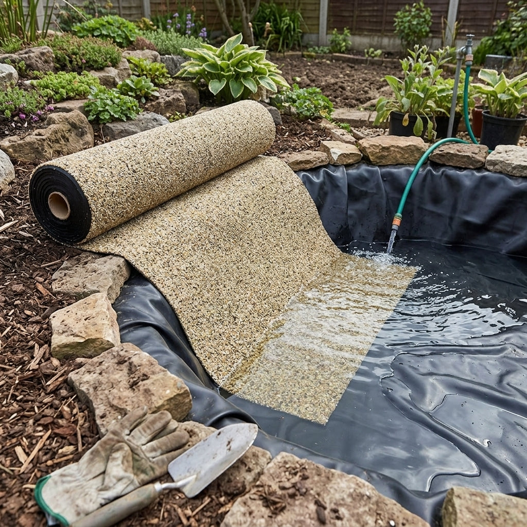 Stone-Faced PVC Pond Liner Roll – Natural Pebble Finish, Sizes 0.4m x 16m to 1.2m x 12m
