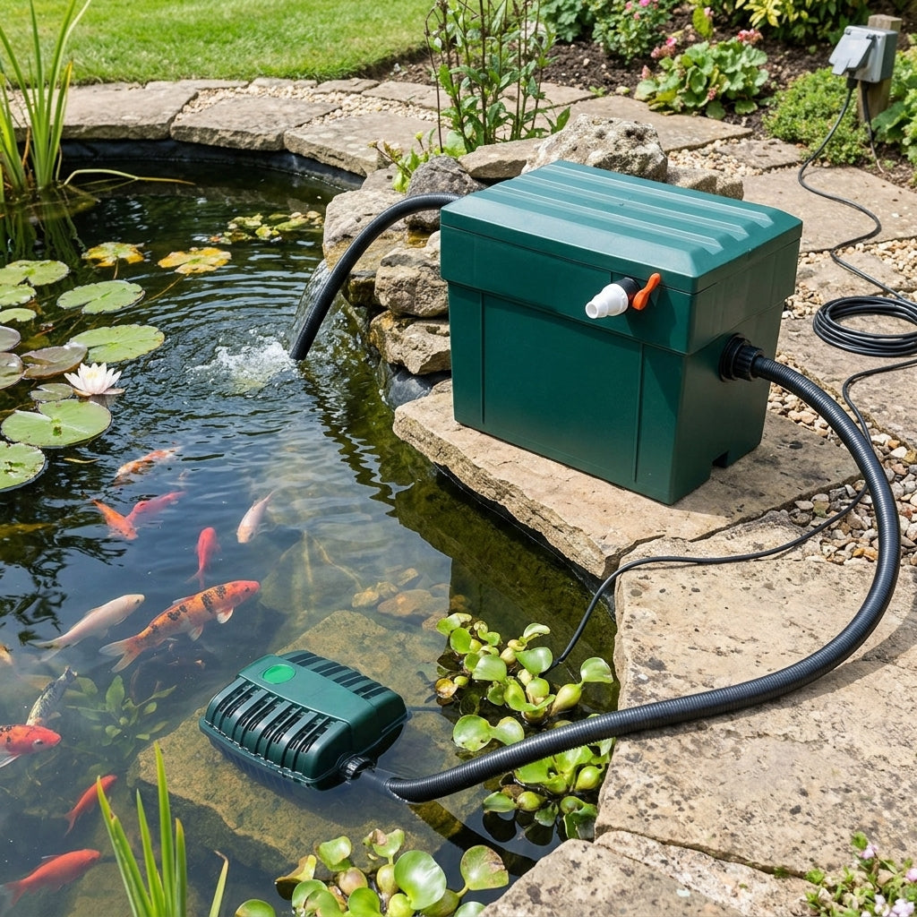 3500L Pond Filter and 2000Lph Pump Set with UVC, 35W, 10m Cable
