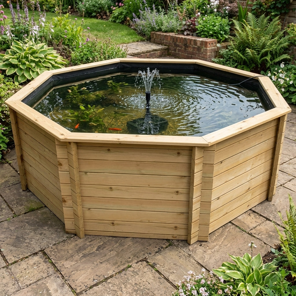 3.1m Octagon Raised Pond Kit, 6,722L, 27mm Boards, Pump Included