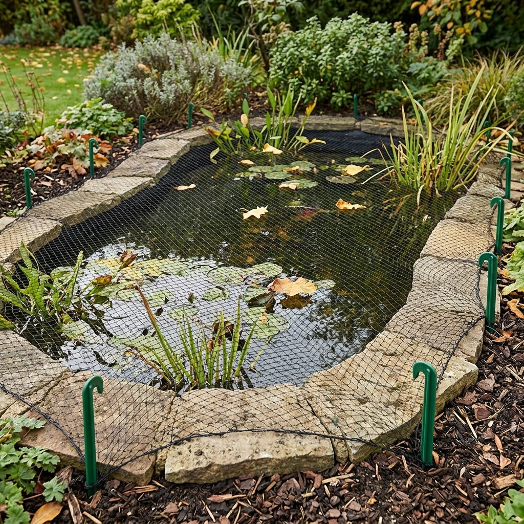 6m x 4m pond cover net with 2cm mesh and fixing pegs