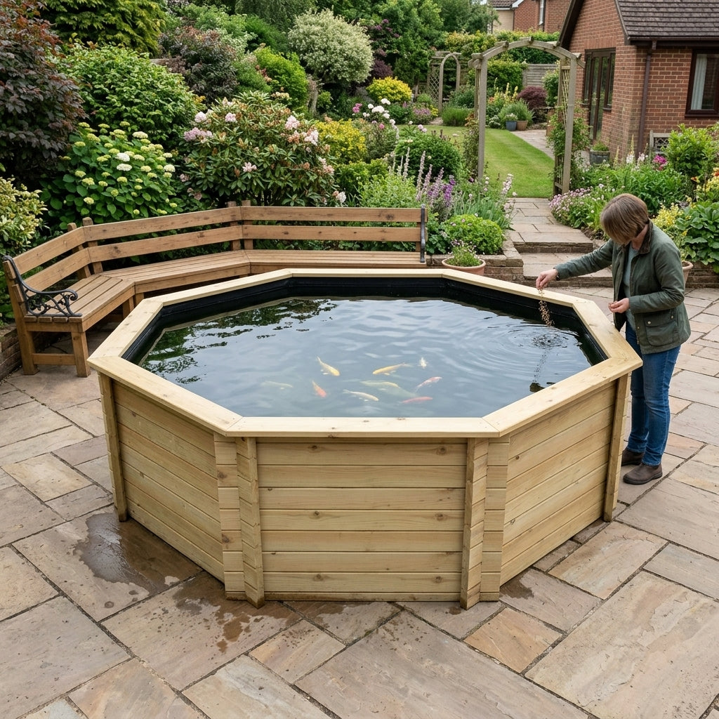 3.66m Octagonal Raised Pond, 44mm Boards, 10,976L Capacity