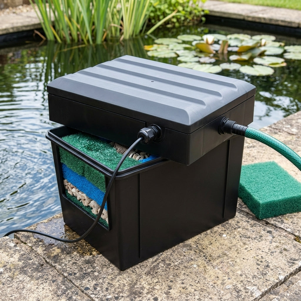 3500 Lid Assembly for Pond Filter with Integrated UV and Hosetail