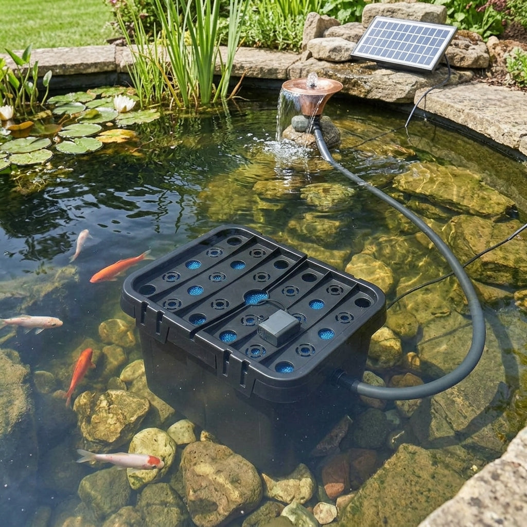Submersible Pond Filter and Solar Pump Set for Ponds up to 3000 Litres