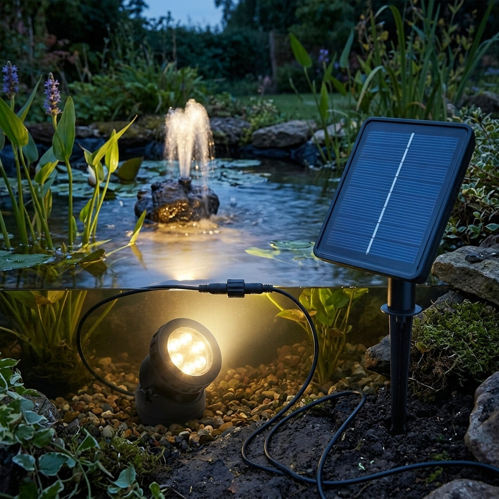 6cm Solar Submersible LED Pond Light – Single, 0.3W Panel, 6 LEDs