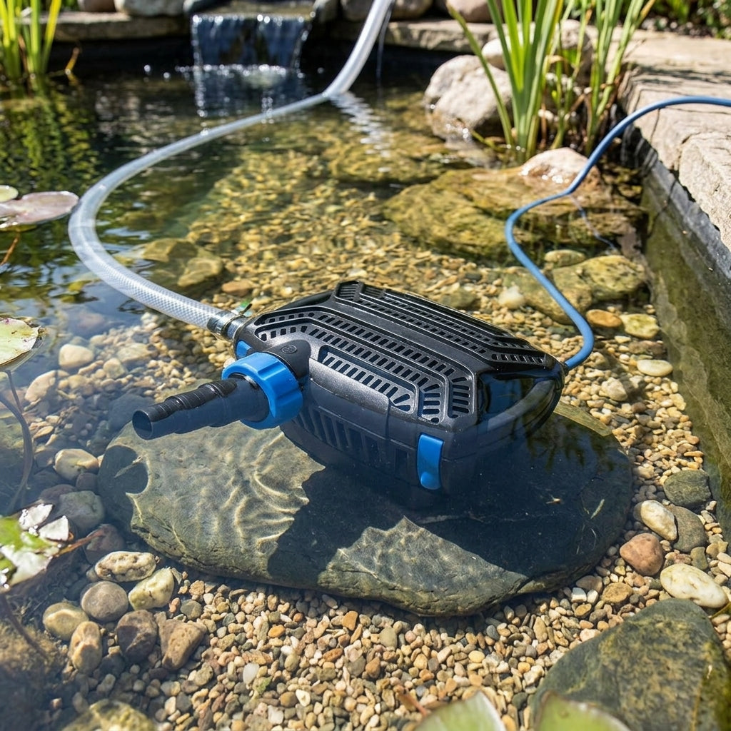 Filter Pump with Auto-Off Feature and Eco Motor for Ponds