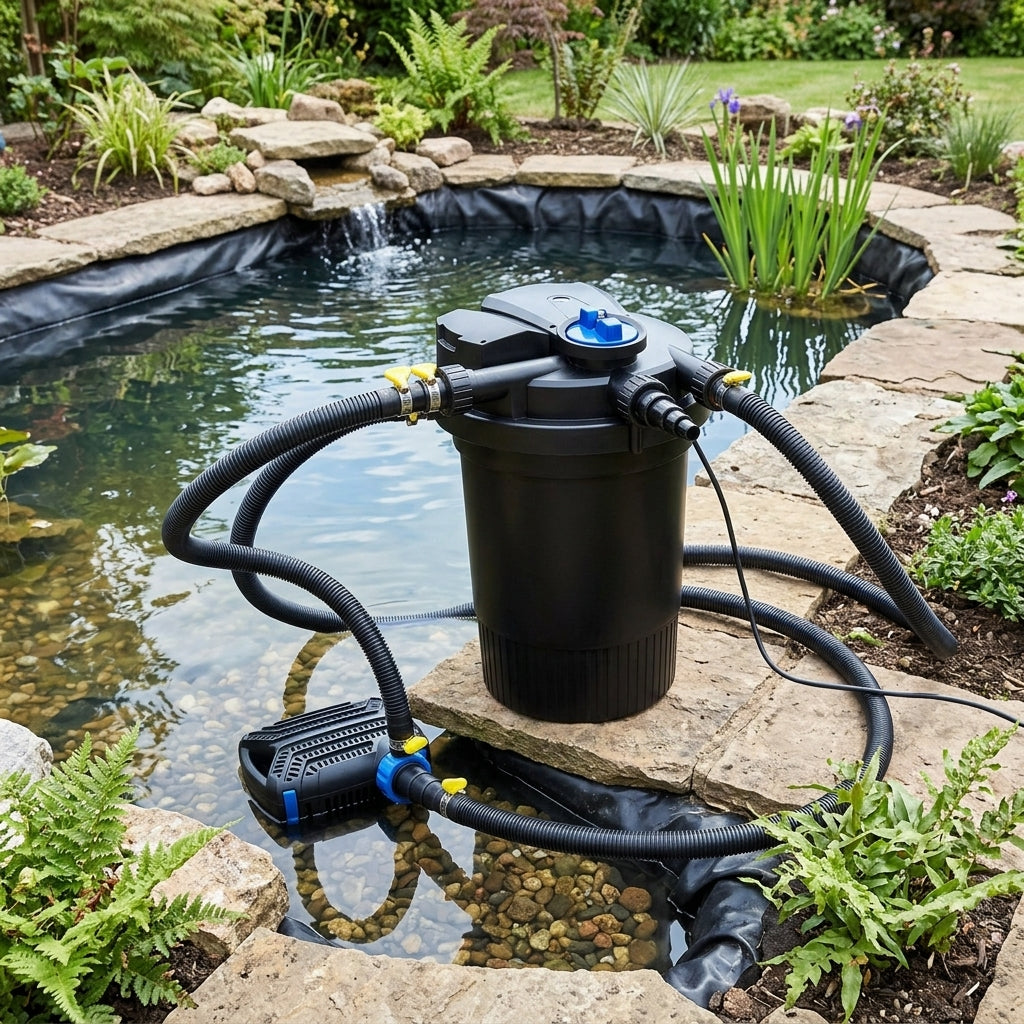 7m x 6m Pond Kit with Liner, Underlay & 12000L Filtration System