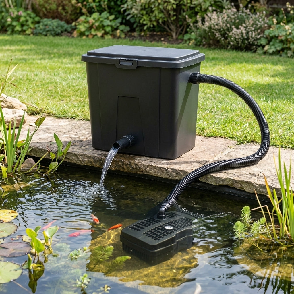 31x23x29cm Pond Filter & 25x18x12cm Pump Set with 5W UVC, 1000lph Flow
