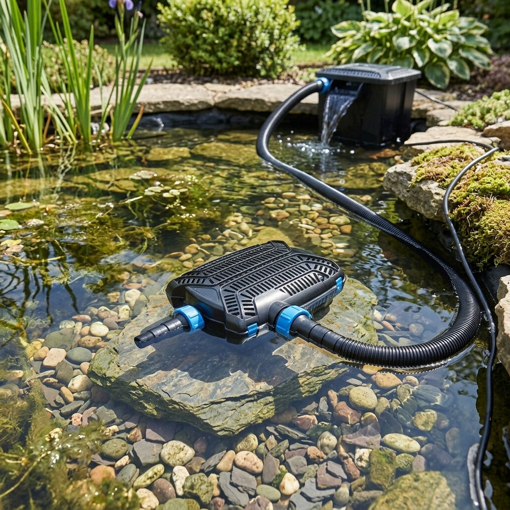 Filter Pump with Auto-Off Feature and Eco Motor for Ponds