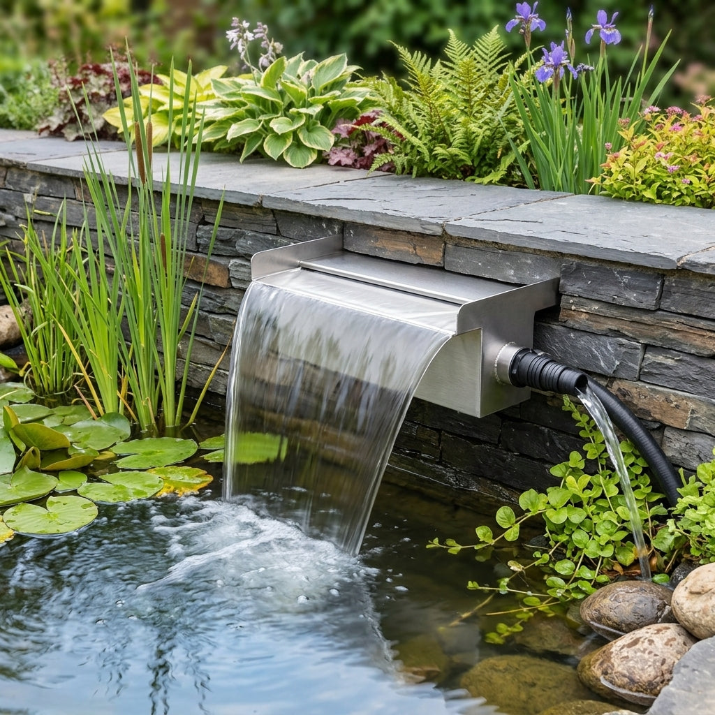 300mm Waterfall Back Fitting Stainless Steel with 25-38mm Hosetail