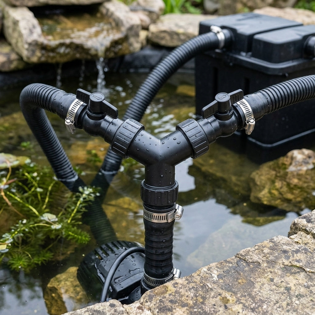 25mm & 38mm Y-Piece with Flow Regulators for Pond Hose