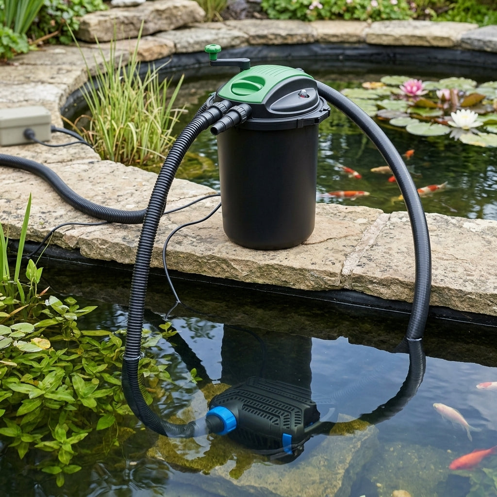 Pressurised Pond Pump and Filter Set with UVC, Multi-Option Range