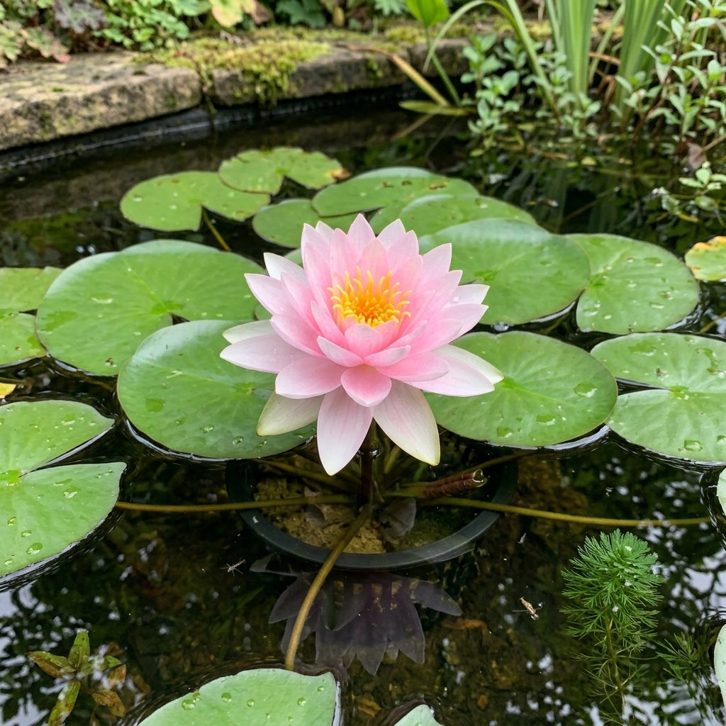 Pink double-flower water lily, 1L pot, 100-150cm spread
