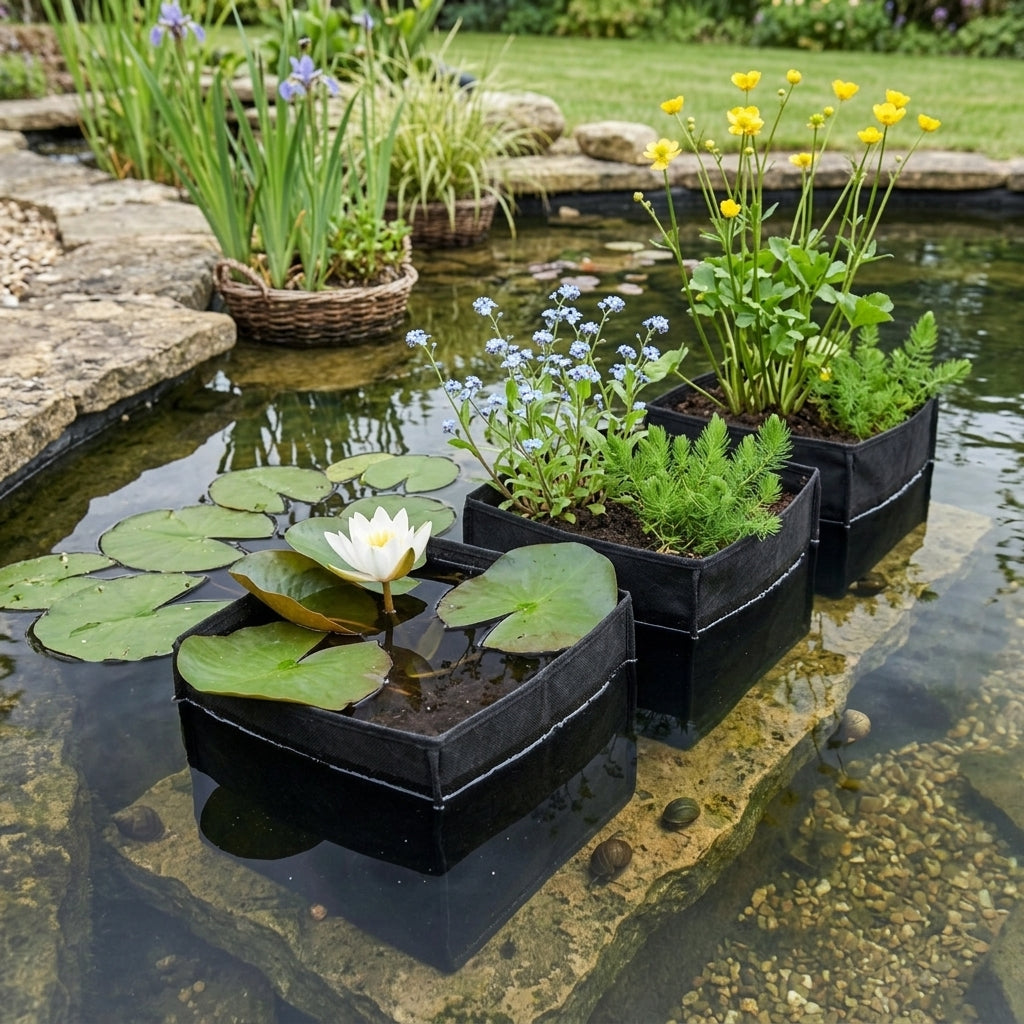 25 x 25 x 20cm Square Pond Planting Bags, Medium, Pack of 3