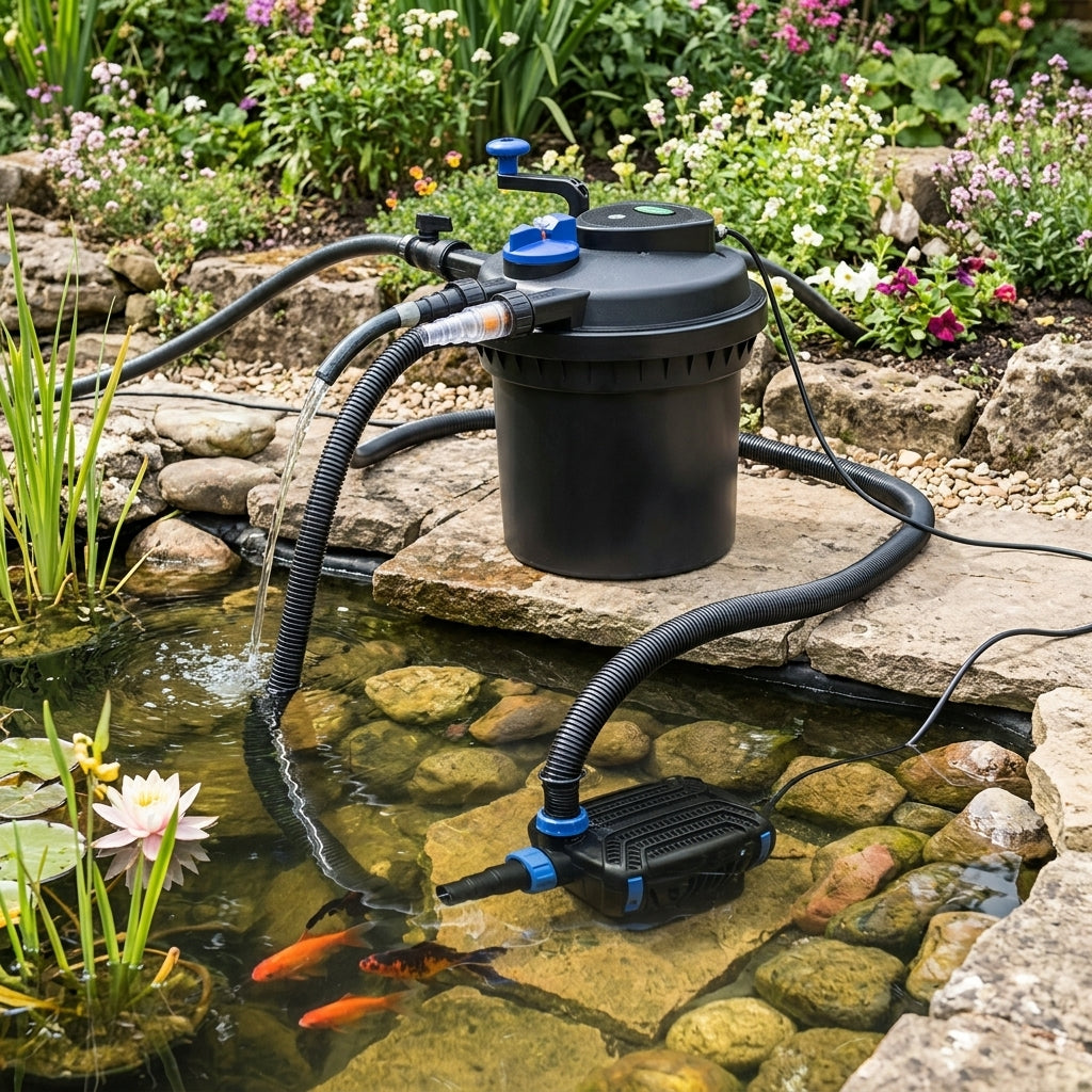 Filter and Pump Set for Ponds up to 8,000 Litres with UVC and Eco Motor