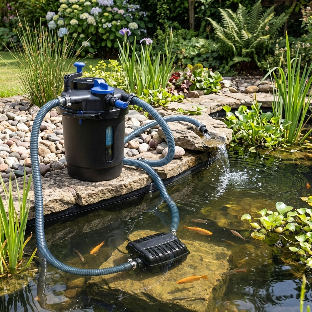 Pump and Filter Set for Ponds up to 4,500 Litres with UVC Clarifier