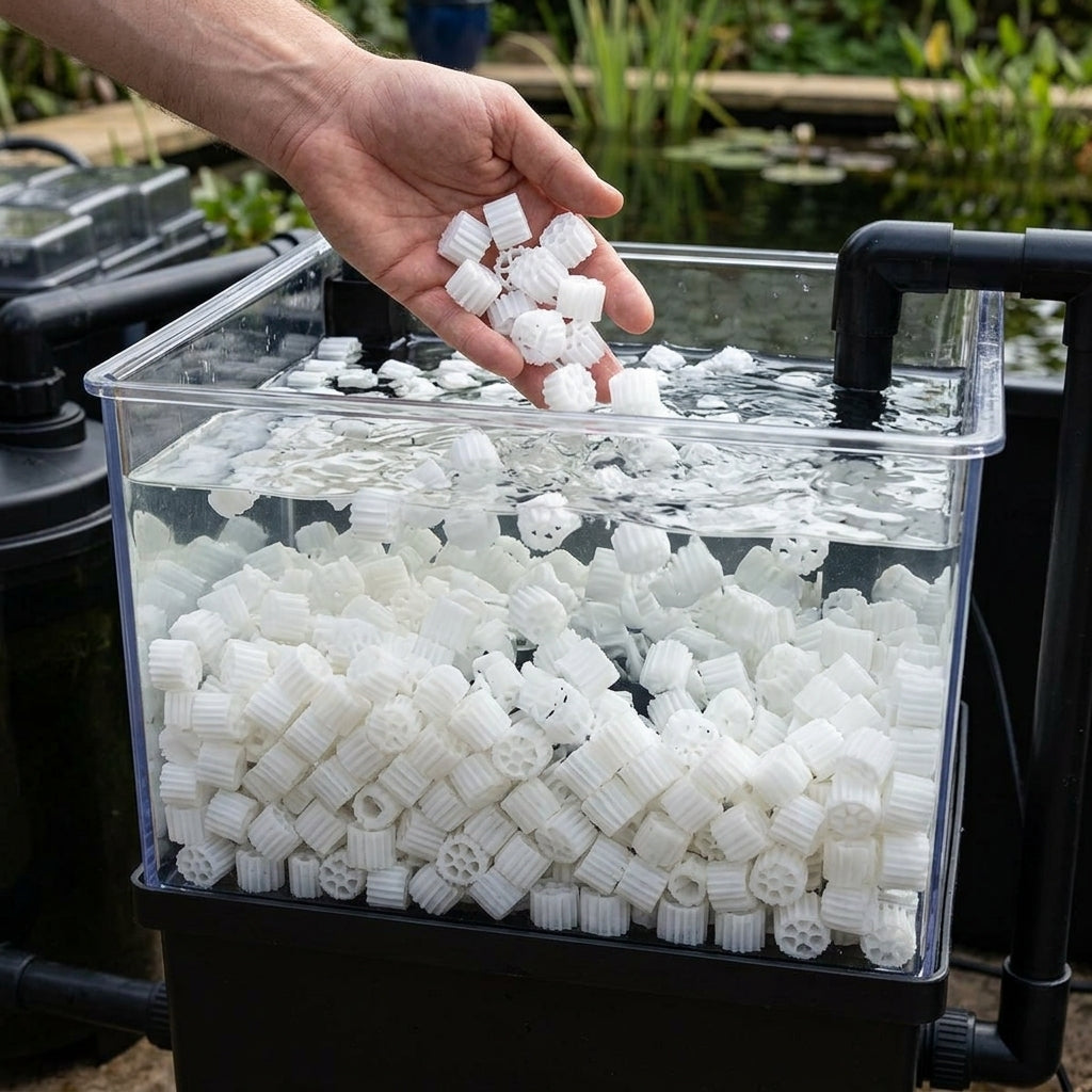 25 Litre Floating Bio Media, White, 10.2mm Diameter for Pond Filtration
