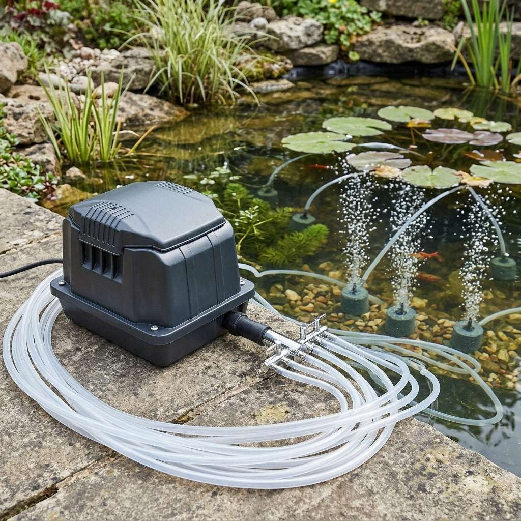 3600 L/hr Pond Air Pump with 8 Outlets and Weatherproof Casing