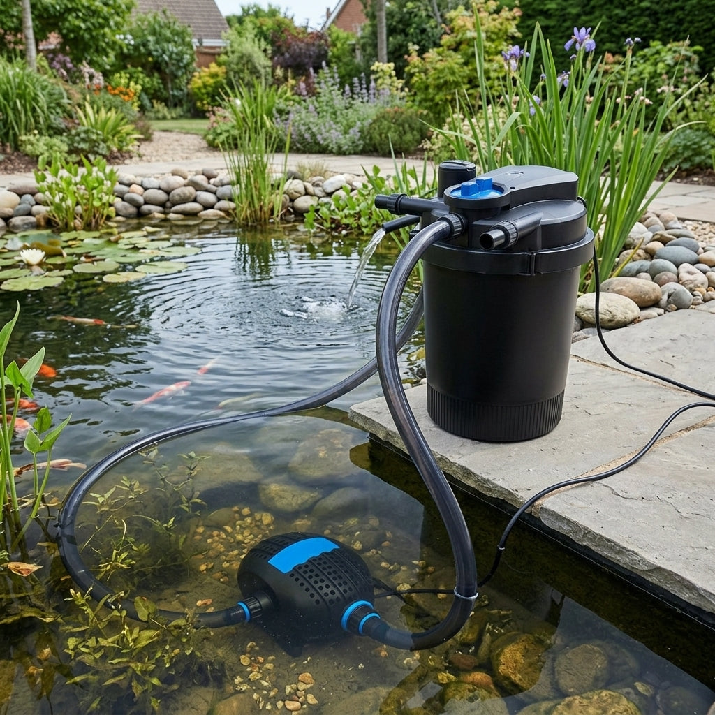 5000L Pond Filter and Pump Set with Auto-Clean and 3500 LPH Flow Rate