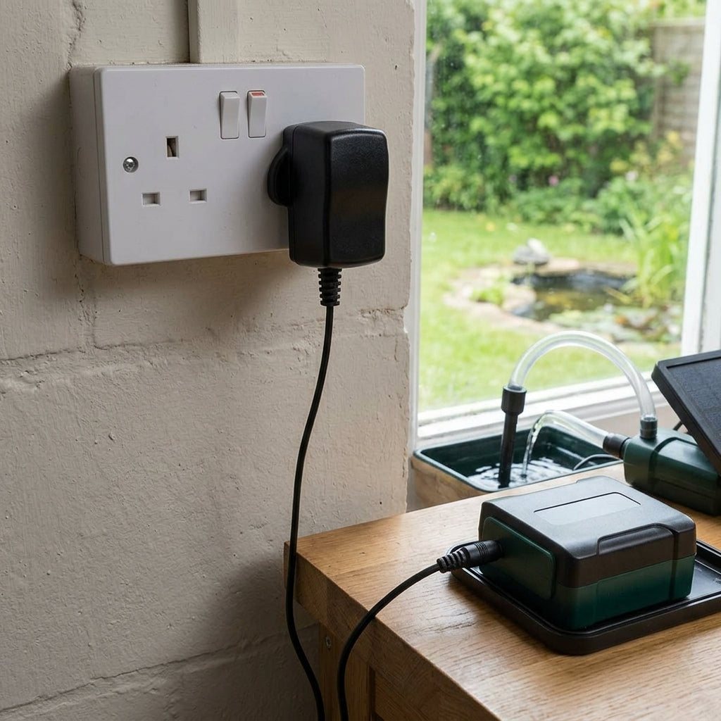9V Mains Adaptor for Solar Water Pumps, 1.8m Cable