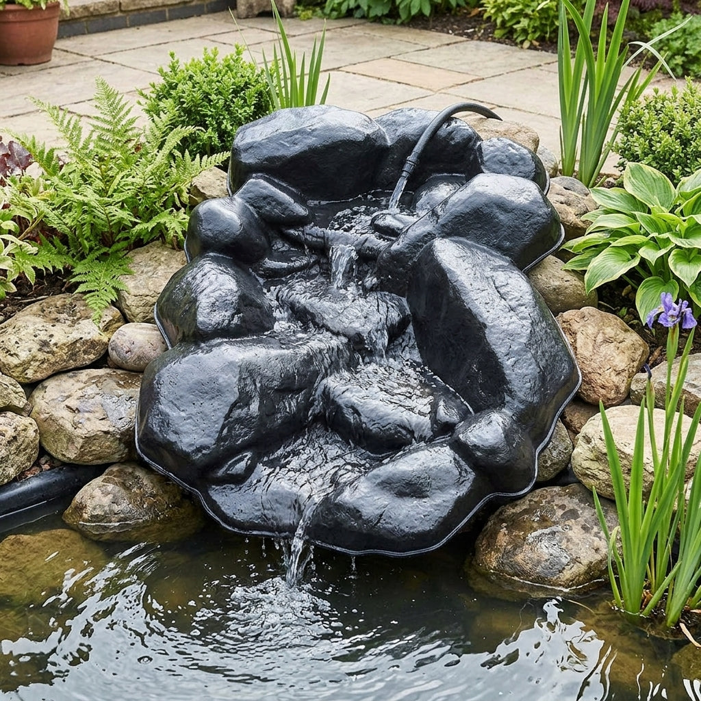 74cm Pond Waterfall Black Plastic Pre-Formed Cascade
