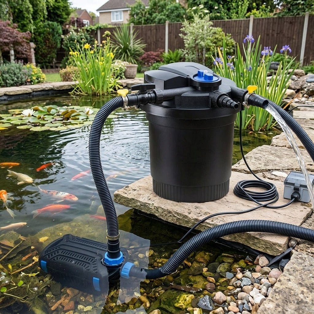 8000L Pond Pump & Filter Set with 13W UVC for Medium Ponds
