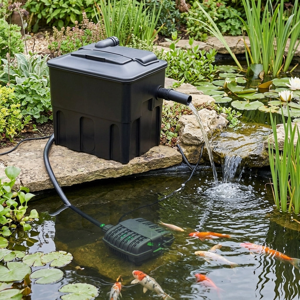 Pond Filter and Pump Set with 3,000lph Flow Rate and 40mm Outlet