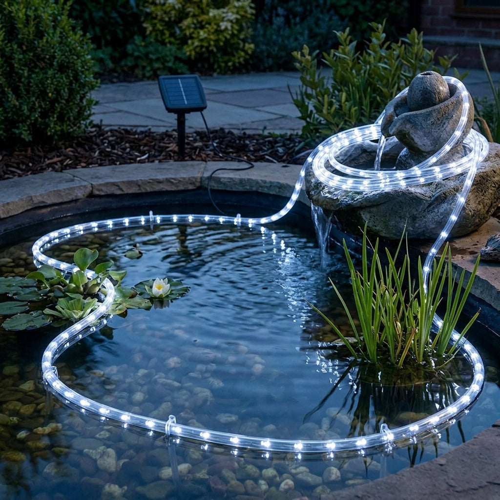 10m Solar LED Rope Light IP65 Waterproof – 100 White LEDs