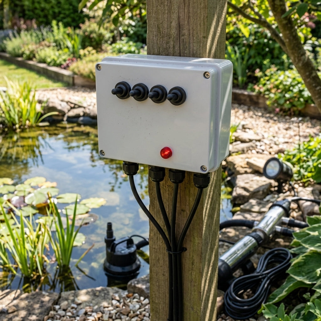 4-Way Weatherproof Switch Box IP56 220-240V 1080W Outdoor Rated