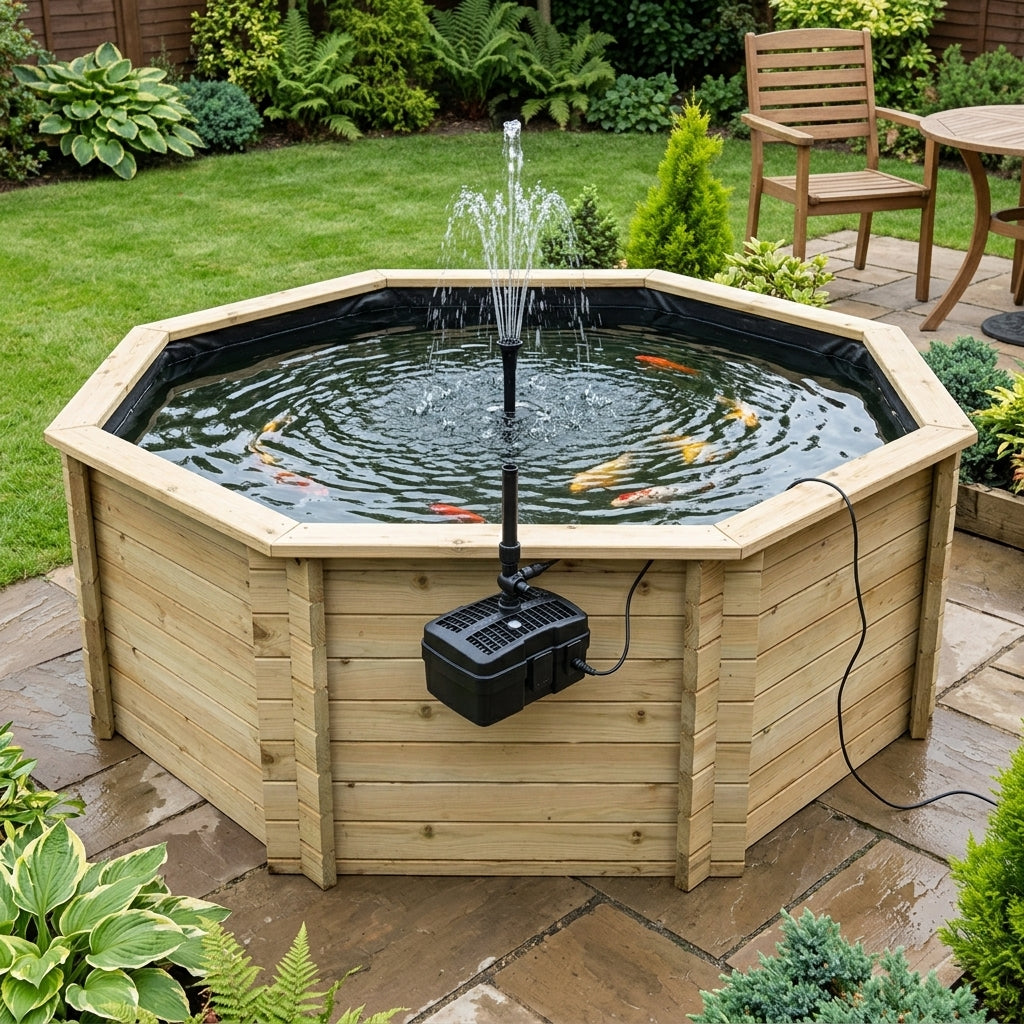 3.1m Octagonal Raised Pond, 27mm Boards, 4,078L with Pump Included