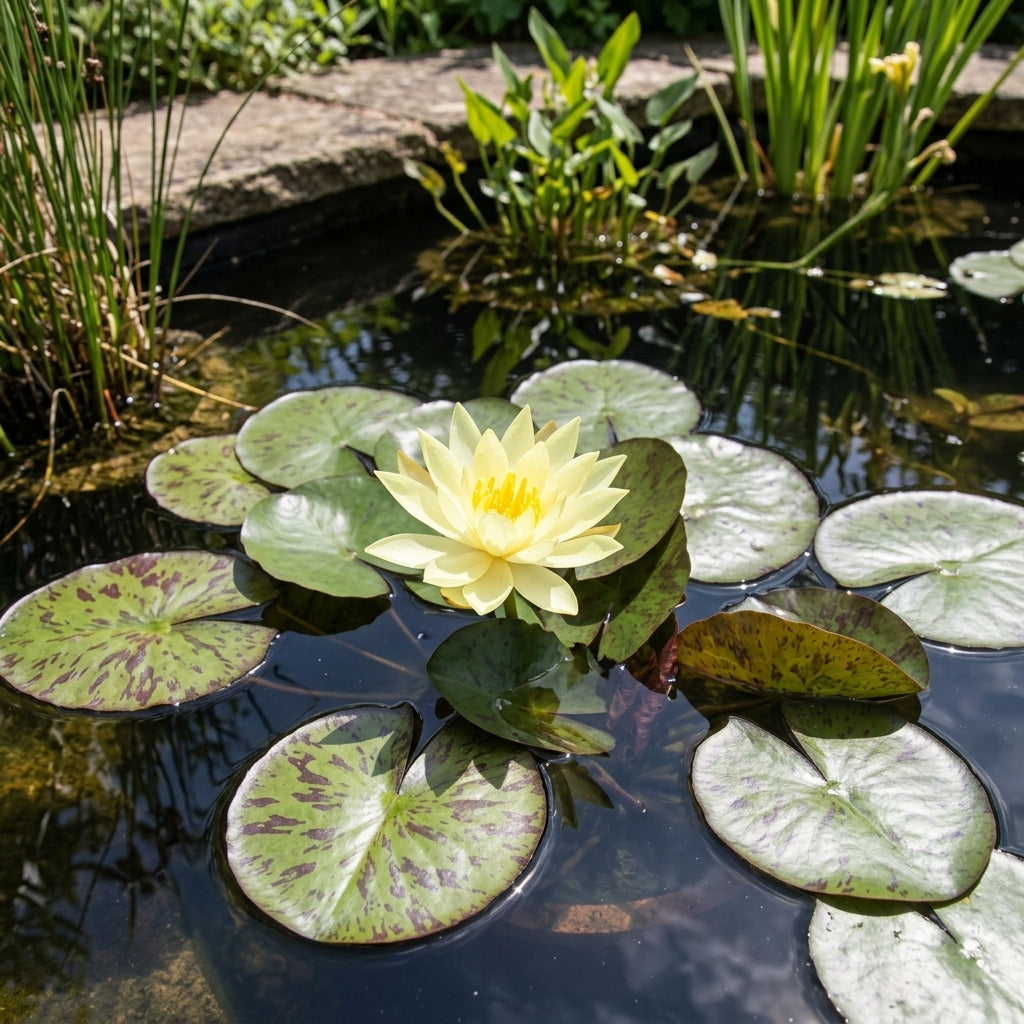 3L Yellow Sulphur Water Lily with Purple-Blotched Foliage