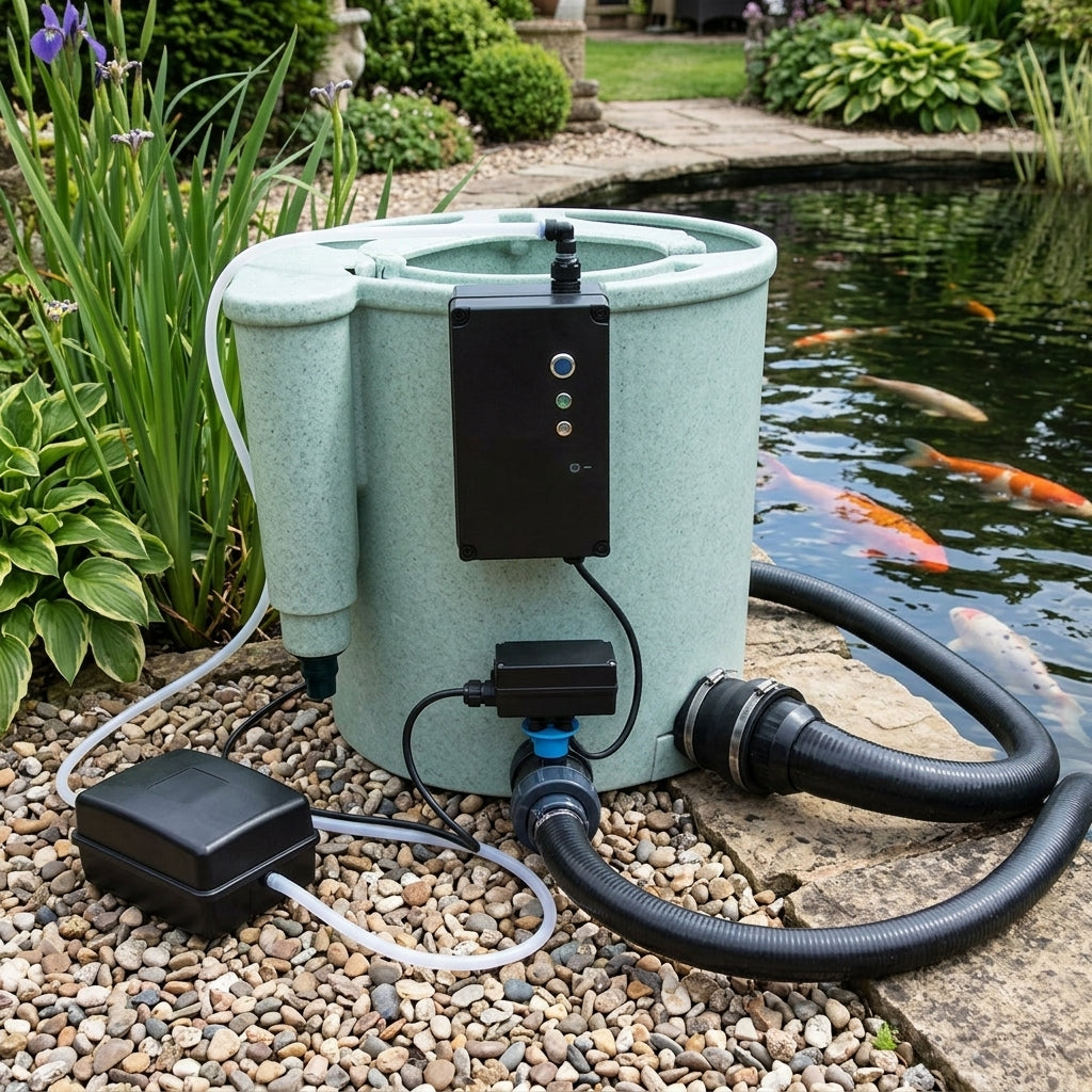 53x62x65.5cm Automatic Koi Pond Filter with Air Pump, 80L Capacity