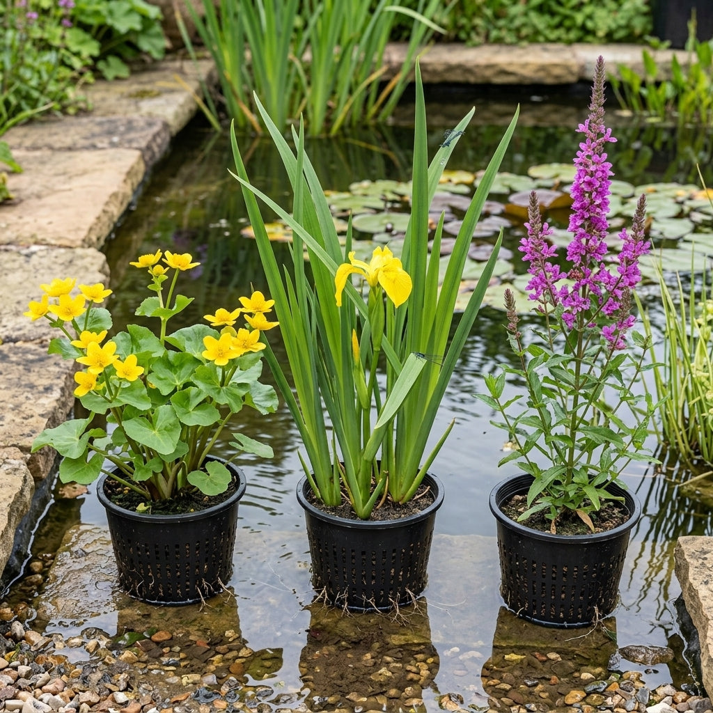 Marginal pond plants 3 × 1L pots wildlife mix